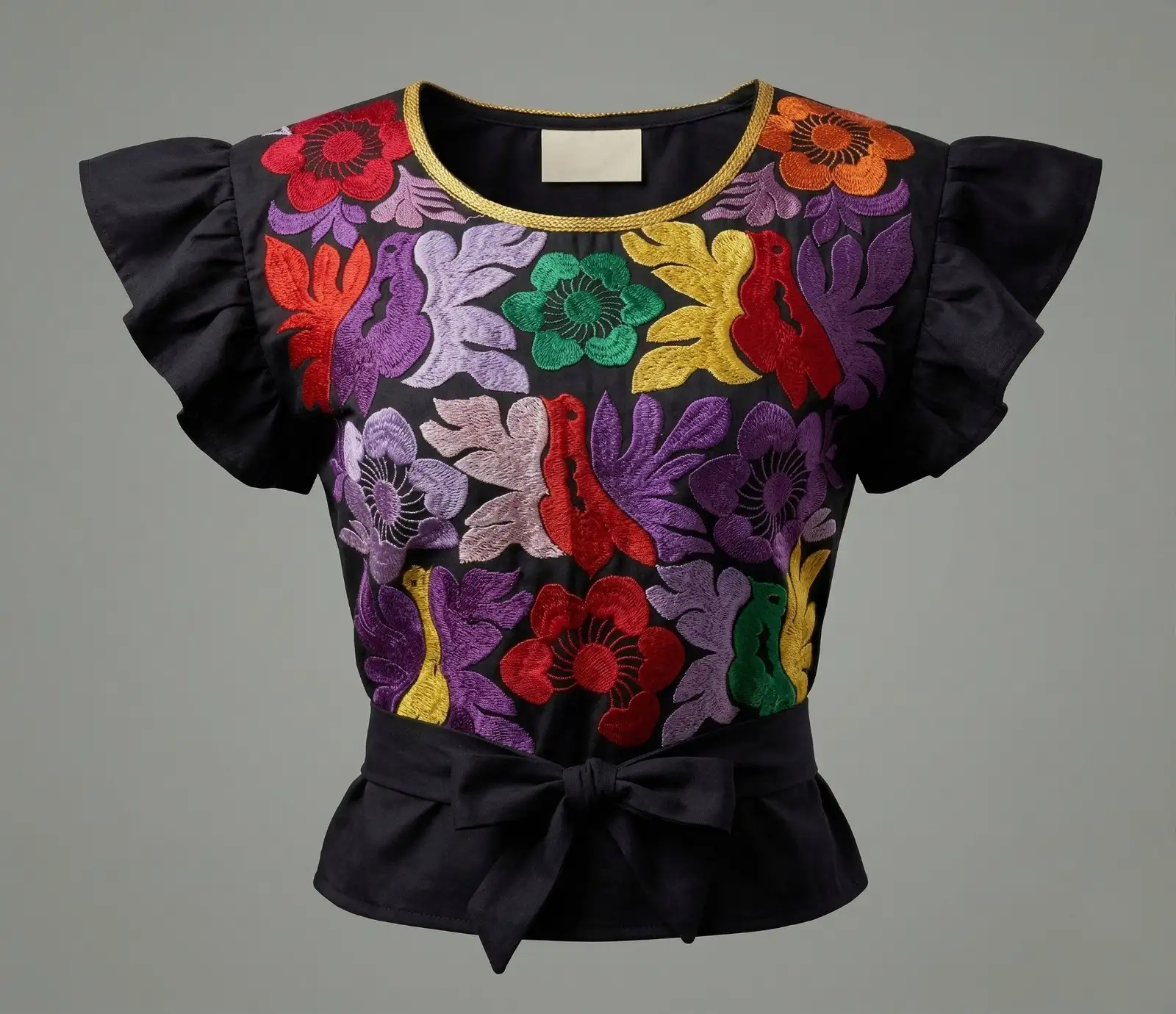 Blusa moderna estilo Istmo con bordado artesanal