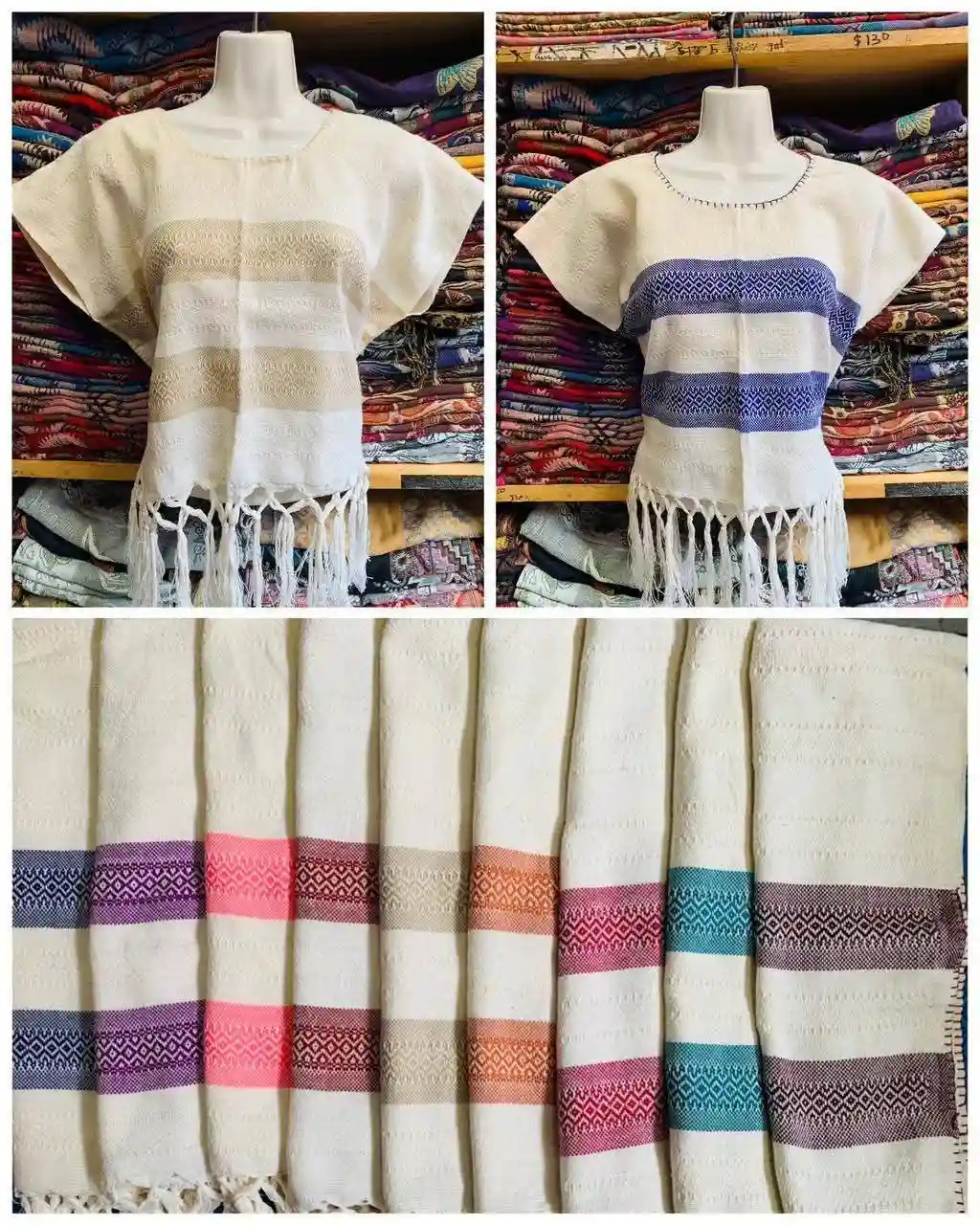 Blusa artesanal de manta mexicana