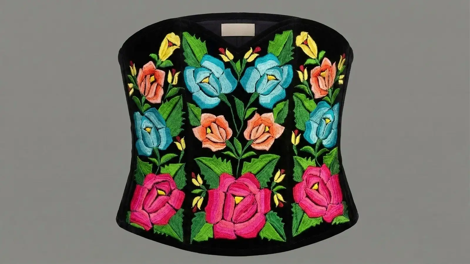 Corset del Istmo bordado con flores de colores, segunda vista
