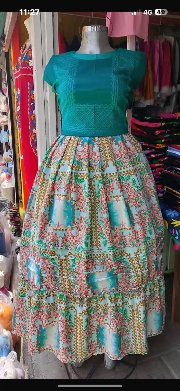 Coordinado de huipil y enagua del Istmo