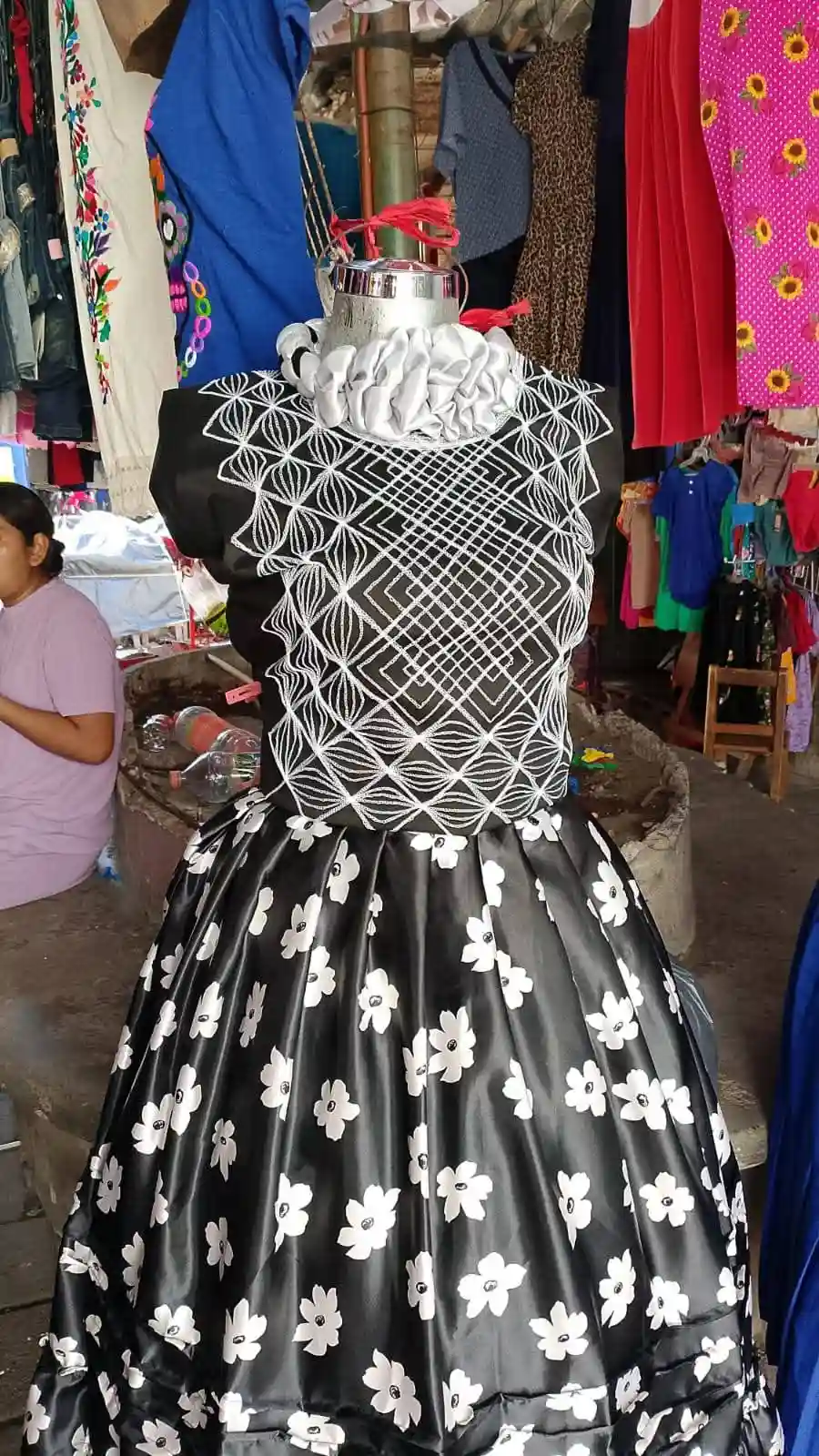 Coordinado artesanal bordado huipil